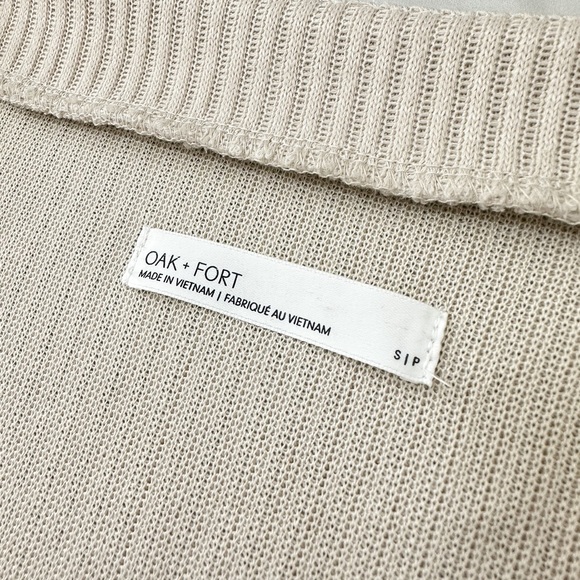 OAK + FORT Nude Beige Ribbed Lantern Sleeve Cardigan - Picture 9 of 13